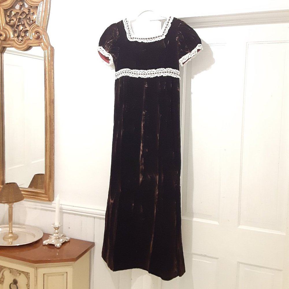 Vintage Sandine Originals, Regency Empire-Waist Velvet Gown